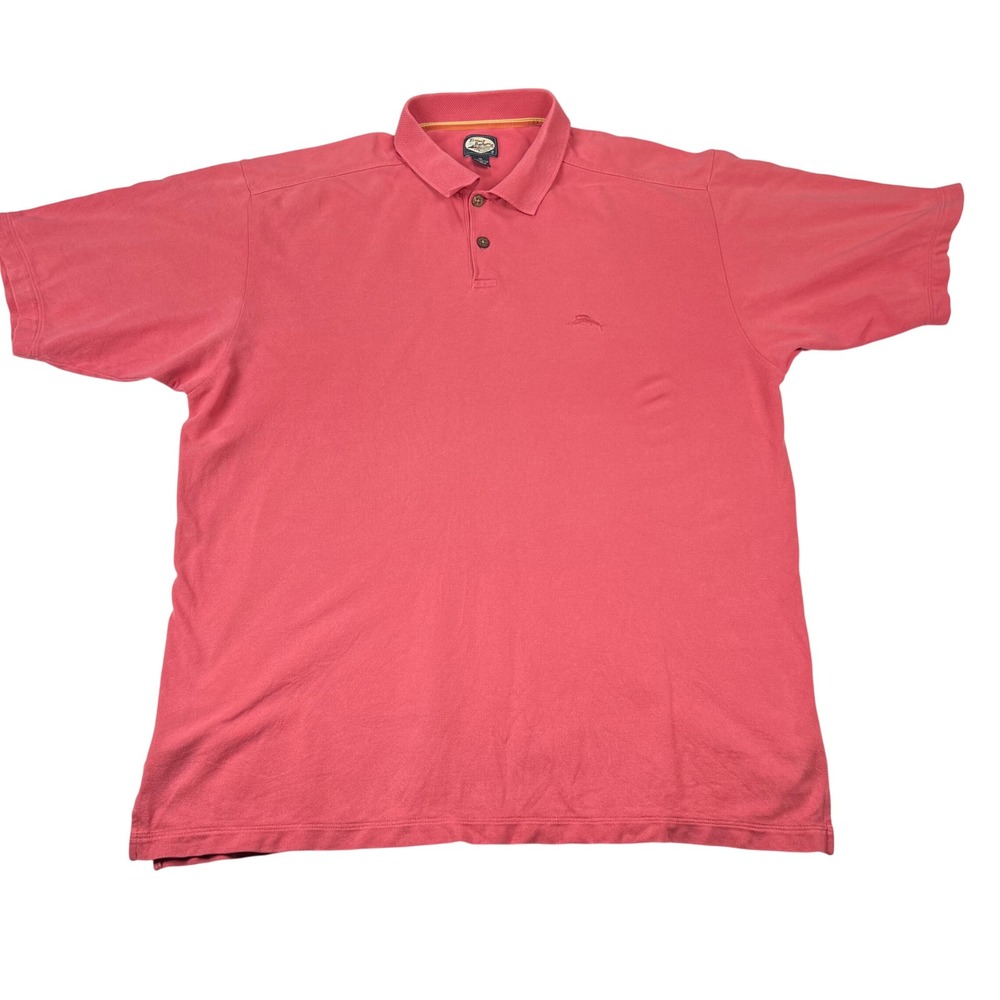 Tommy Bahama Mens XL Coral Pink Cotton Pique Short Sleeve Marlin Polo Shirt